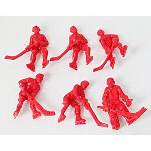 1956 - 1957 Set of 6 Kelloggs Corn Flakes Premium Plastic Red Hockey Men Vintage